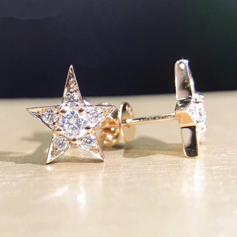 ✨Trendy 14K Gold Plated Sweet Five-pointed Star Earrings, GPMB1564 - Picture 2 of 3